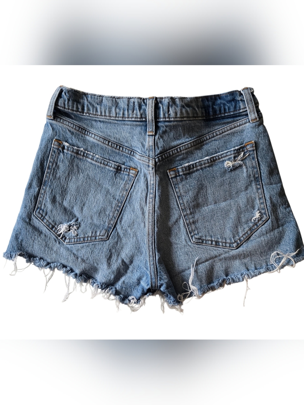 Abercrombie Mom Shorts 26 High Rise Distressed Denim Cutoff Raw Hem - Picture 2 of 7